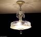 992 30s 40s Art Deco Ceiling Light Chandelier Vintage Lamp Fixture Beige Chandeliers, Fixtures, Sconces photo 1