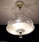 992 30s 40s Art Deco Ceiling Light Chandelier Vintage Lamp Fixture Beige Chandeliers, Fixtures, Sconces photo 2