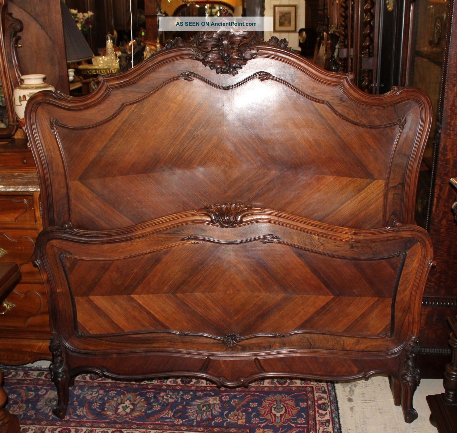 Antique French Rosewood Louis Xv Full Size Bed 1800-1899 photo