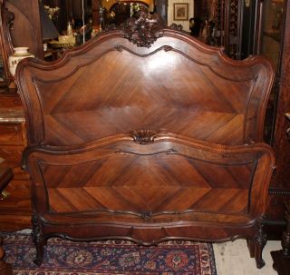 Antique French Rosewood Louis Xv Full Size Bed photo