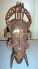 African Tribal Senufo Kpelie Painted Mask Carved Wood Birds Masks photo 1