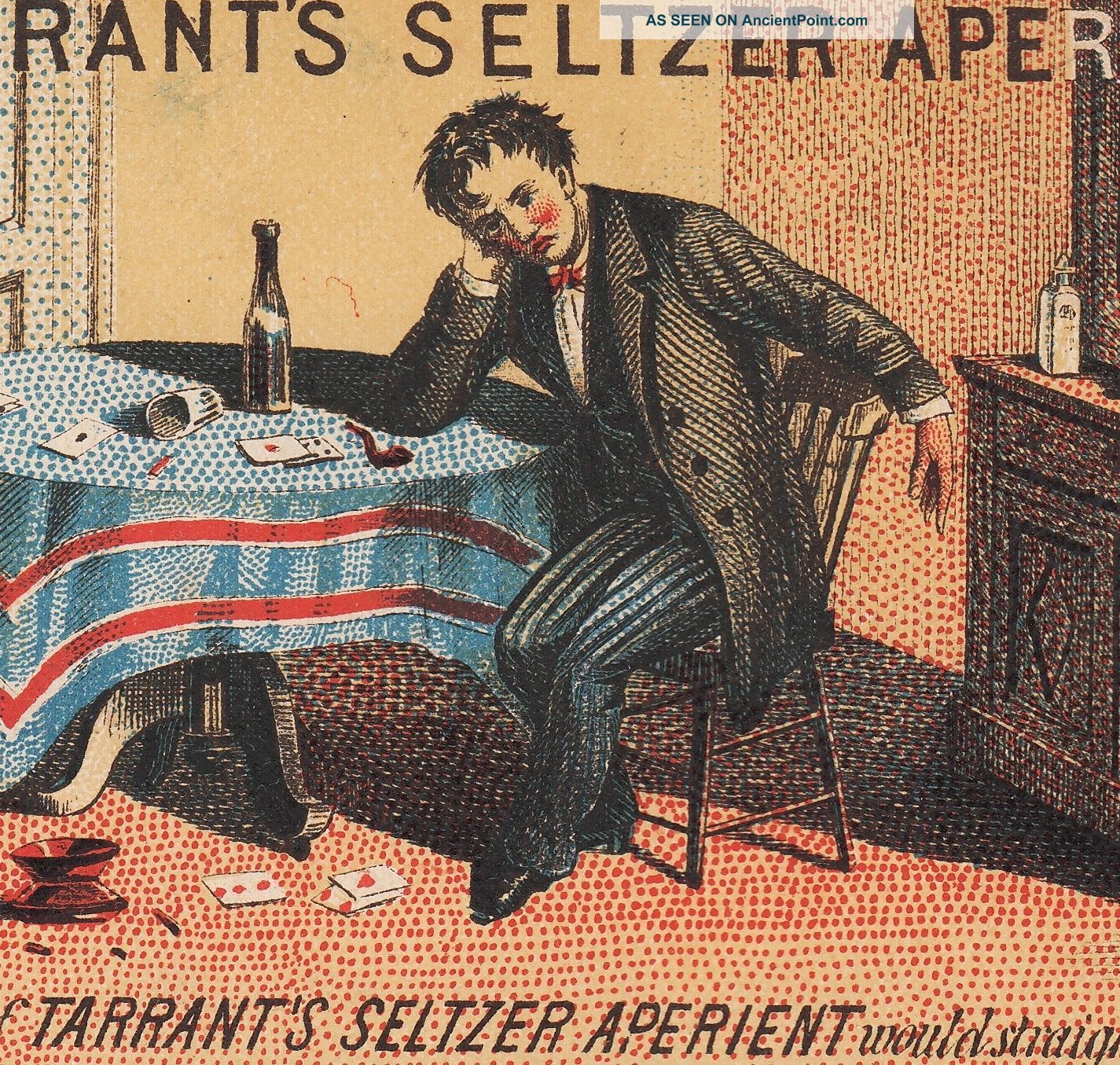 Poker Party Hangover Tarrants Seltzer Aperient Spittoon Advertising Trade Card Other photo