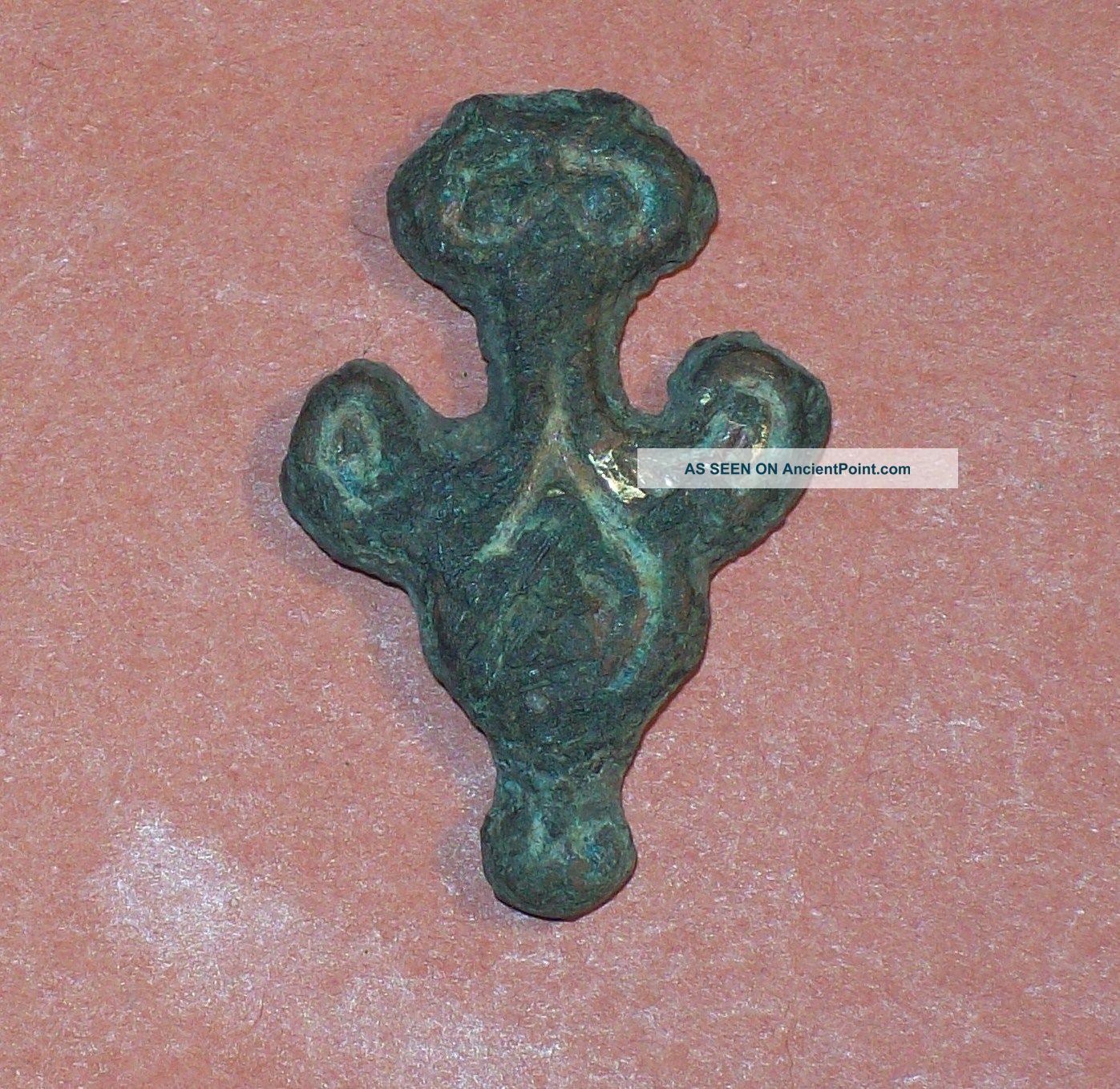 Viking Zoomorphic Bronze Gilded Strap - End,  Uncleaned Scandinavian photo