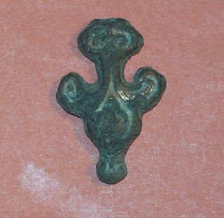 Viking Zoomorphic Bronze Gilded Strap - End,  Uncleaned photo