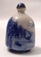 Signed 19th C.  Chinese Porcelain Snuff Bottle,  Enameled Blue & White Design Snuff Bottles photo 1