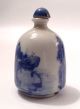 Signed 19th C.  Chinese Porcelain Snuff Bottle,  Enameled Blue & White Design Snuff Bottles photo 4