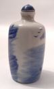 Signed 19th C.  Chinese Porcelain Snuff Bottle,  Enameled Blue & White Design Snuff Bottles photo 2