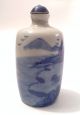 Signed 19th C.  Chinese Porcelain Snuff Bottle,  Enameled Blue & White Design Snuff Bottles photo 3