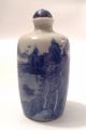 Signed 19th C.  Chinese Porcelain Snuff Bottle,  Enameled Blue & White Design Snuff Bottles photo 4