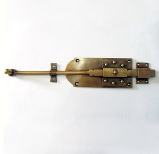 11.  8 Set Vintage Long Latch Slot Antique Solid Brass Door Safe Latch Lock photo
