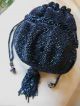 Antique Art Deco Purple Crystal Blue Crochet Carnival Bead Drawstring Purse Art Deco photo 1