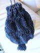 Antique Art Deco Purple Crystal Blue Crochet Carnival Bead Drawstring Purse Art Deco photo 7