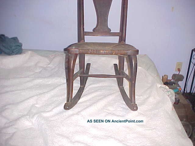 Antique Rocking Chair From 1902 With Wicker Seat 34 In.  High X 16 In,  Wide. 1900-1950 photo