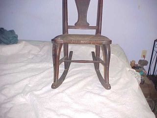 Antique Rocking Chair From 1902 With Wicker Seat 34 In.  High X 16 In,  Wide. photo