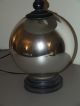Vintage 1950 ' S Eames Era Mid Century Round Mirrored Table Lamp With Ebony Shade Mid-Century Modernism photo 3