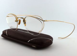Antique 30s 12k 1/10 Gold Jewelry Grade Eyeglasses Spectacles Ladies Fine Detail photo
