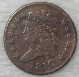 1810 Half Cent Classic Head - Vf Detailing C - 1 Darker Tone Rare Authentic Coin photo
