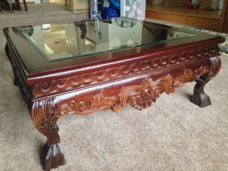 Oriental Design Coffee Table Bevel Glass Will Call Only Calif Bay Area photo