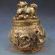 Chinese Brass Hand - Carved Cornucopia & Lions Lid W Ming Xuande Mark Other photo 4