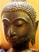 Antique Thai Bronze Buddha Head Sculpture On Wooden Base Statues photo 4
