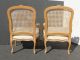 Vintage French Provincial Wood Cane Back Upholstered White Arm Chairs Post-1950 photo 4