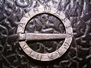 Medieval Silver Annular Brooch 13th - 14th Century photo