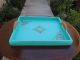 Shabby French Cottage Chic Vintage Turquoise Wood Serving Tray 16 