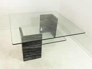 Mid Century Modern Marble Base Glass Top Vtg Coffee Table photo