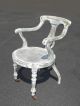 French Provincial White Cane Accent Arm Chair On Castors Chic Country Shabby Post-1950 photo 3