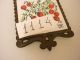 Vintage Kitchen Trivet Ceramic Tile / Ornate Oriental - Cast Iron - Cranberries Primitives photo 9