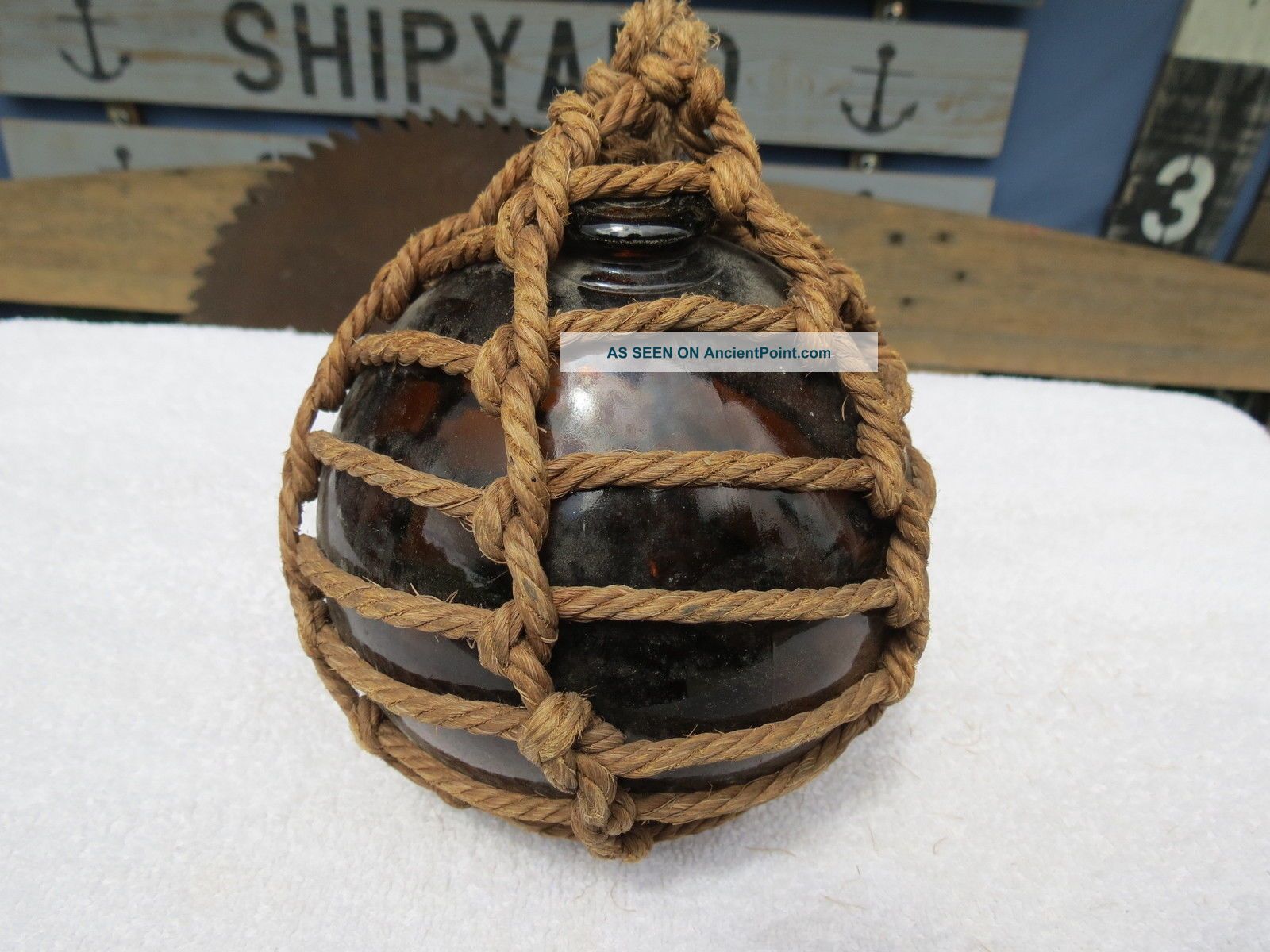 4+1/2 Inch Tall Northwest Glass Company Glass Float Amber Ball (1208) Fishing Nets & Floats photo