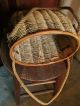 Primitive Basket With Hemp Rope Handles Attached With Leather & Brass Hardware Primitives photo 2