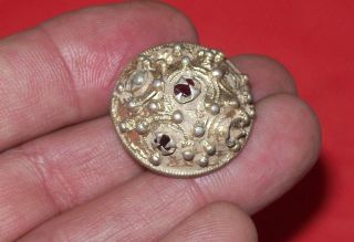 Merovingian Gilded Silver Artefactwith Red And White Color Ring?button?no Idea photo