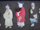 19th Century Chinese Paper Dolls 9 Immortals In Padded Silk Robes & Textiles photo 3