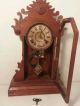 Antique Mantle Mahogany Gingerbread Winding Clock Clocks photo 8
