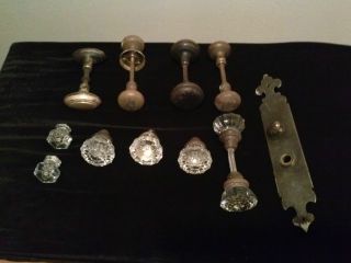 Antique Door Knobs & Glass Handels,  Lock Plate Mix Metals Originals Fixtures photo