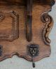 Antique French Country Oak Wall Shelf Coat Hat Copper Pot Rack Lion ' S Mask Hooks 1900-1950 photo 2