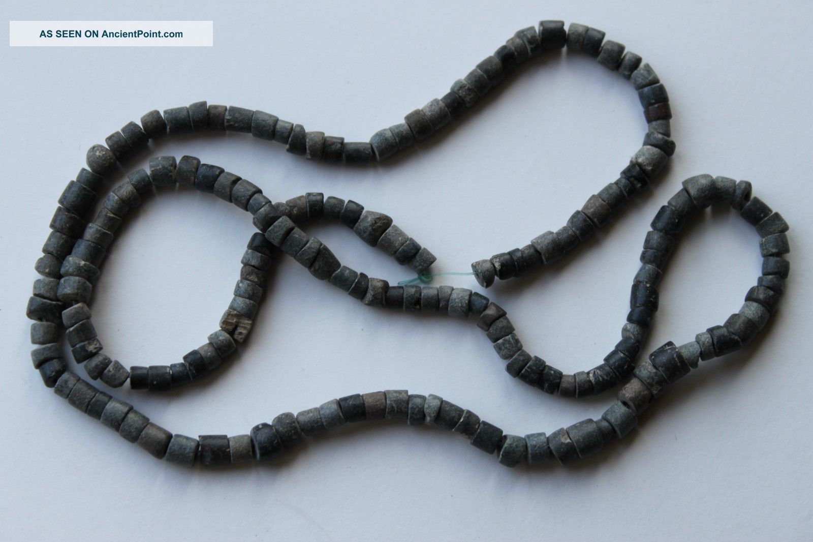 Ancient Eastern Grey Polished Stone Bead Restrung Necklace C.  3000 Bc Near Eastern photo