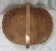 Antique/vintage Oak Splint Gathering/market Basket,  Hand Carved Handle - Signed Primitives photo 6