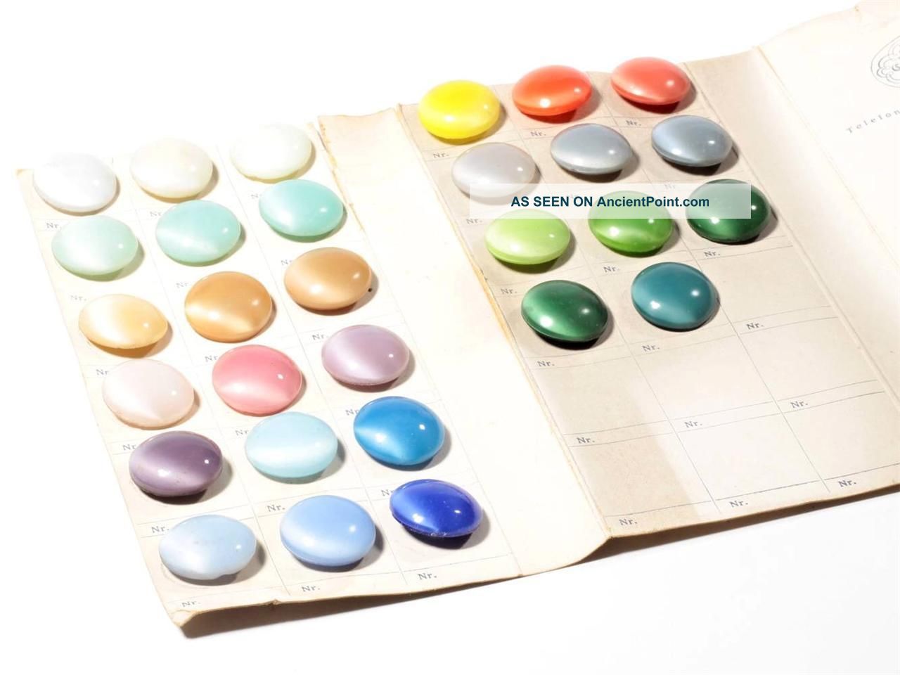 Vtg Czech Collectible Carl Riedel Sales Booklet 29 Satin Glass Buttons Uranium Buttons photo