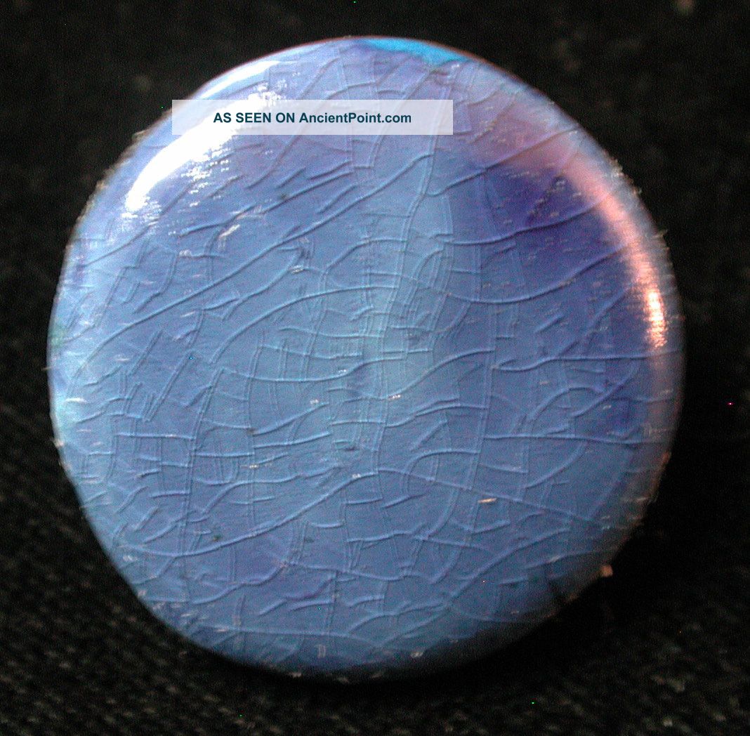 Gorgeous Antique Signed Barum Pottery Button Cobalt Glaze Buttons photo