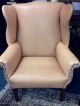 Antique 19th Century Chippendale Style Leather Nailhead Wingback Armchair Chairs 1800-1899 photo 2