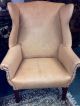 Antique 19th Century Chippendale Style Leather Nailhead Wingback Armchair Chairs 1800-1899 photo 3