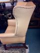 Antique 19th Century Chippendale Style Leather Nailhead Wingback Armchair Chairs 1800-1899 photo 7