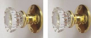 Two Crystal Polished Brass Surface Mount Dummy/1 Sided Of 2 French Doors & More photo