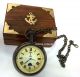 Ship Design Pocket Watch With Chain And Wooden Box Clocks photo 1