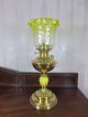Antique Victorian Duplex Oil Lamp Complete With Yellow Tulip Shade Lamps photo 1