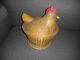 Vintage Hen On Nest Wicker & Wood Sewing Basket With Lid Folk Art Chicken Baskets & Boxes photo 2