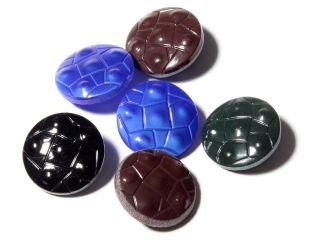 Collection (6) Vintage Czech Deco Mixed Blue Black Brown Snakeskin Glass Buttons photo