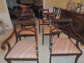 Rare Set Antique 1900 - 1950 Duncan Phyfe Style Chairs photo